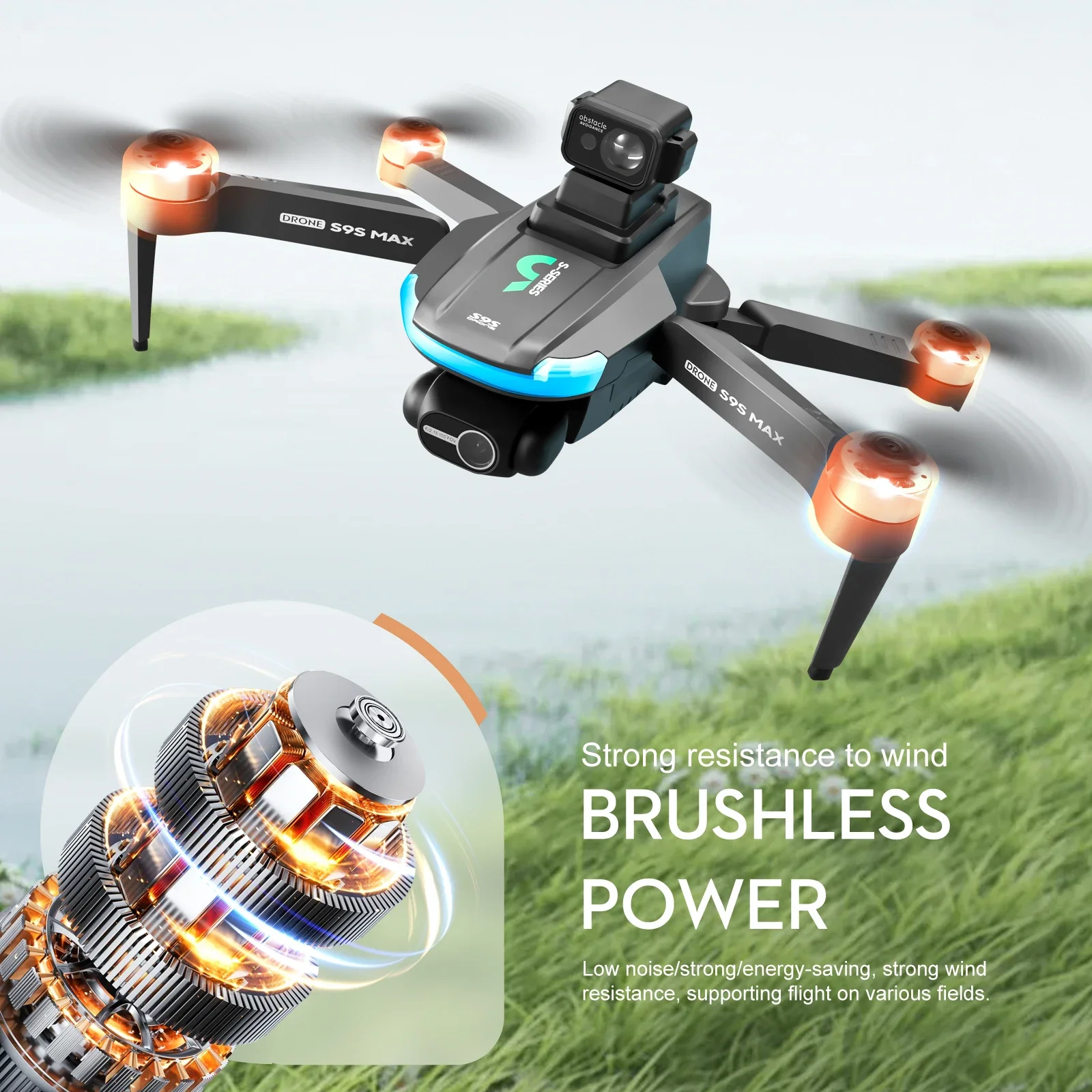 Novo s9s max mini drone 4k 2 e - Drone Gimbal Brushless avaliação e preço