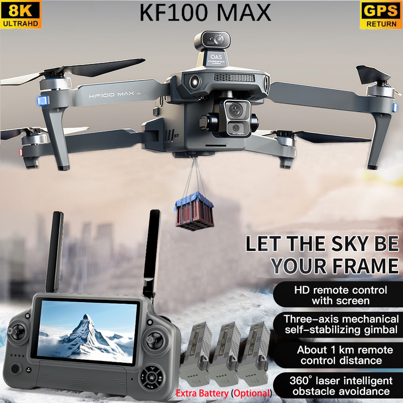 Kf100 max gps drone 4k câmera  - Drone Gimbal Brushless avaliação e preço
